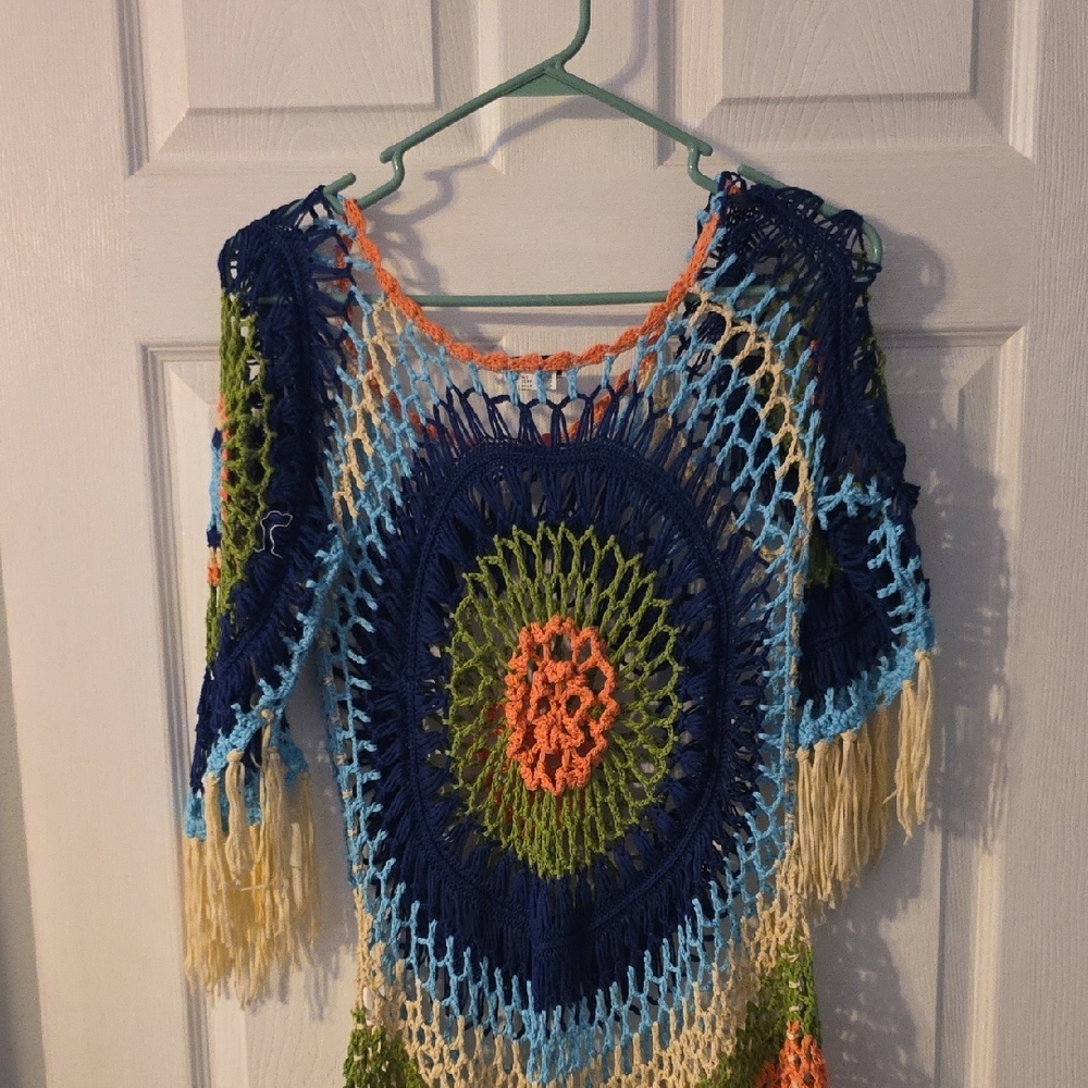 VENUS Multicolor Crochet Swim Coverup